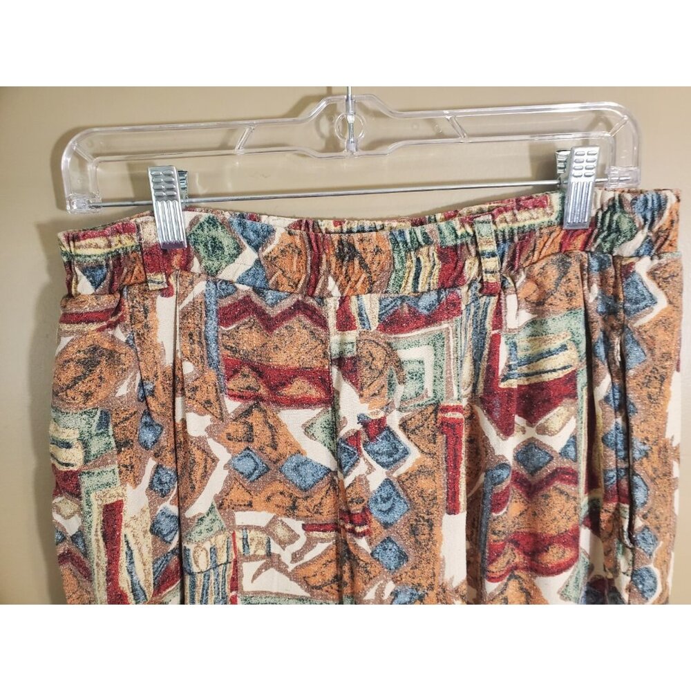 Vintage Colorful Cues Collection Geometric Shape 100% Silk Print Tank & Pant Set - Picture 6 of 12